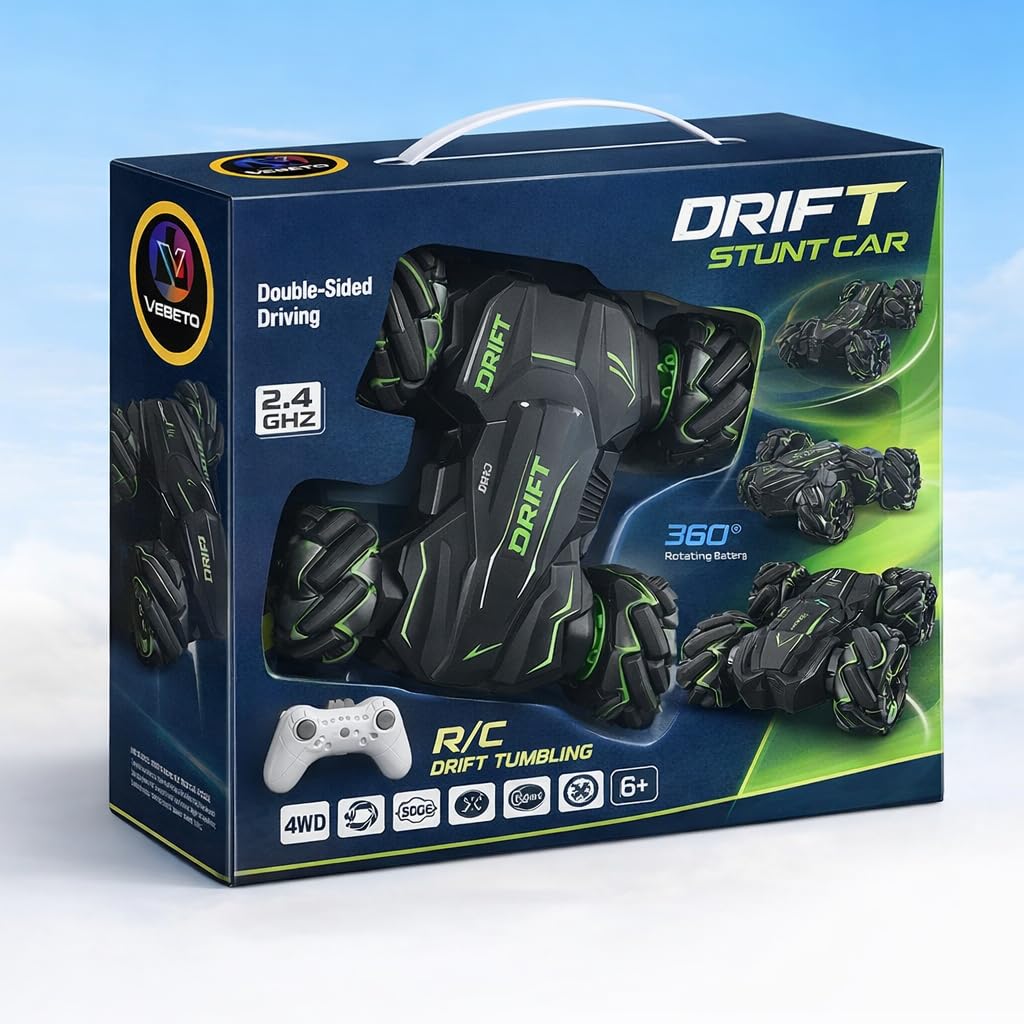 vebeto remote control drift stunt car toy | 1 year warranty | 4x4 rc car for kids & adult | high speed racing car | omni directional wheels | 360° rotation | double sided driving | rgb lights music vebeto remote control drift stunt car toy | 1 year warranty | 4x4 rc car for kids & adult | high speed racing car | omni directional wheels | 360° rotation | double sided driving | rgb lights music