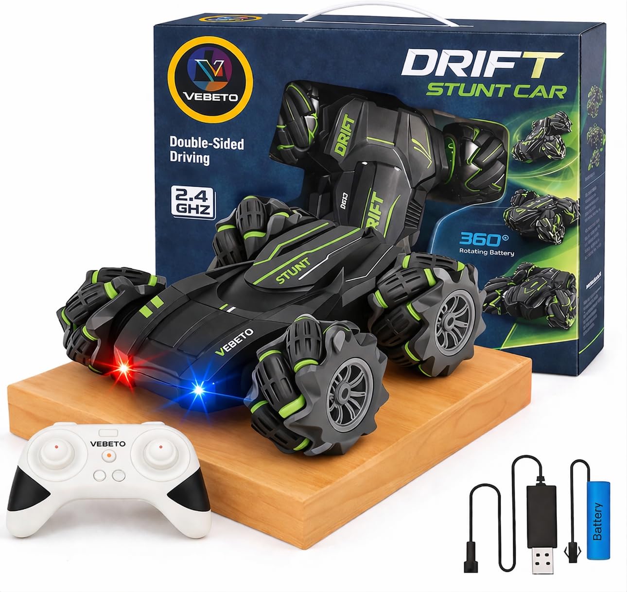 vebeto remote control drift stunt car toy | 1 year warranty | 4x4 rc car for kids & adult | high speed racing car | omni directional wheels | 360° rotation | double sided driving | rgb lights music vebeto remote control drift stunt car toy | 1 year warranty | 4x4 rc car for kids & adult | high speed racing car | omni directional wheels | 360° rotation | double sided driving | rgb lights music
