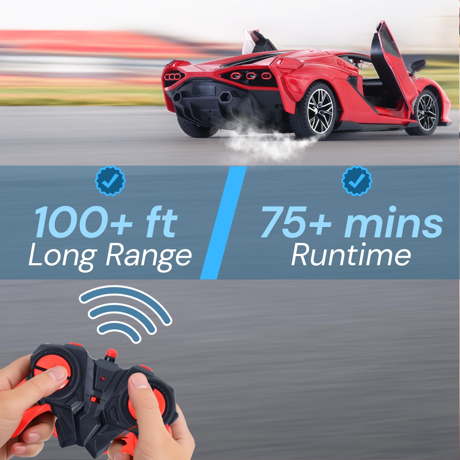 popsugar door opening remote control car|rechargeable 1200mah lithium battery|c type charging|75 min runtime|2.4g long range remote (100+ ft)|highspeed rc car|gift for kids|made in india (red) popsugar door opening remote control car|rechargeable 1200mah lithium battery|c type charging|75 min runtime|2.4g long range remote (100+ ft)|highspeed rc car|gift for kids|made in india (red)