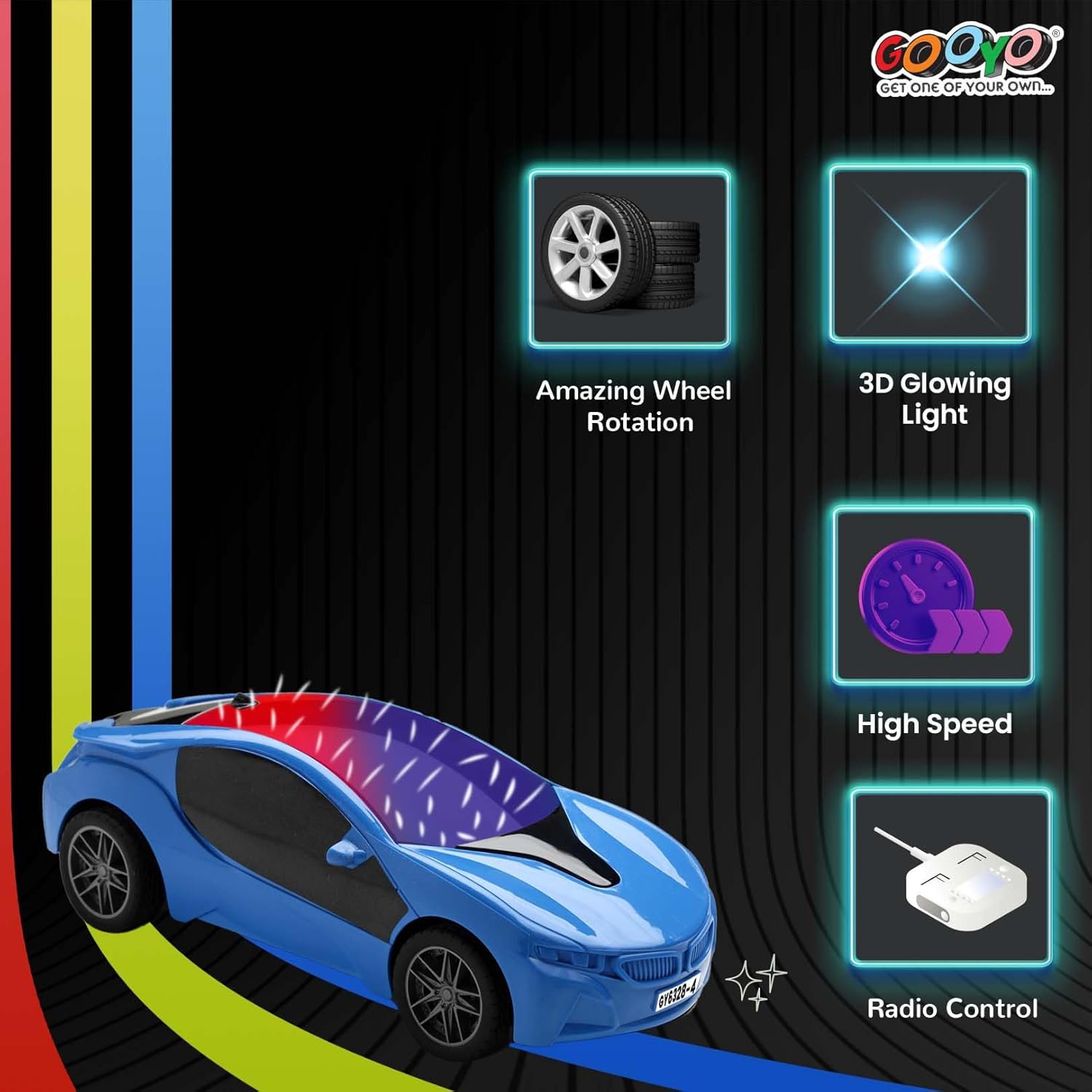 gooyo gy 6328 13 hi speed racing car toy with 3d lighting feature | 3d lights famous remote control car toy for kids | blue | 3xaa battery (not included) | gift box packaging gooyo gy 6328 13 hi speed racing car toy with 3d lighting feature | 3d lights famous remote control car toy for kids | blue | 3xaa battery (not included) | gift box packaging