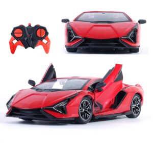 popsugar door opening remote control car|rechargeable 1200mah lithium battery|c type charging|75 min runtime|2.4g long range remote (100+ ft)|highspeed rc car|gift for kids|made in india (red)