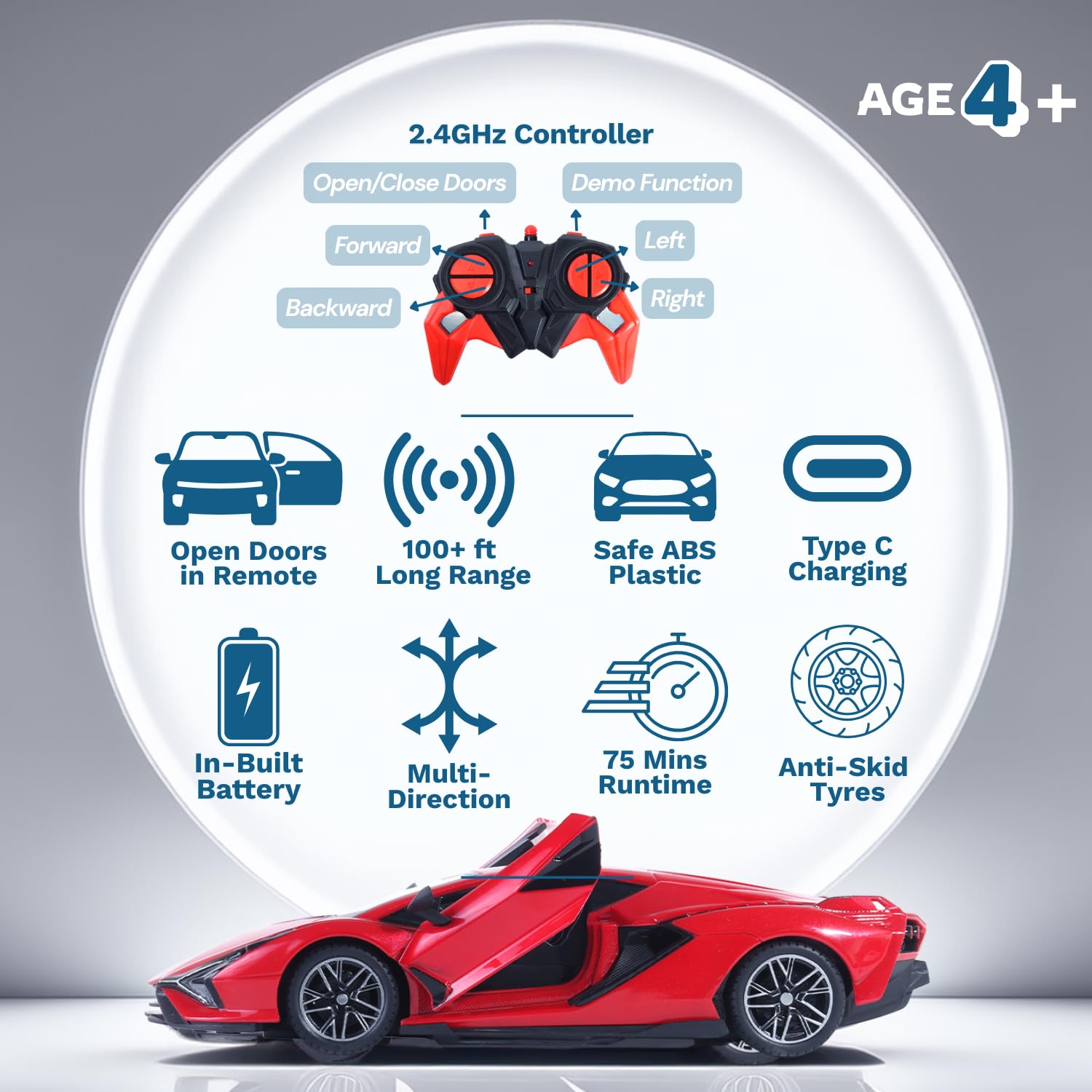 popsugar door opening remote control car|rechargeable 1200mah lithium battery|c type charging|75 min runtime|2.4g long range remote (100+ ft)|highspeed rc car|gift for kids|made in india (red) popsugar door opening remote control car|rechargeable 1200mah lithium battery|c type charging|75 min runtime|2.4g long range remote (100+ ft)|highspeed rc car|gift for kids|made in india (red)