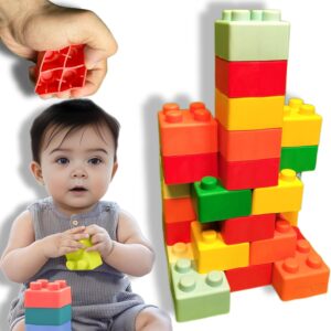 big mega sized super soft building blocks, easy to hold for babies & toddlers, bpa free, multi colored toys building and construction block set for children boys and girls (12 pcs)
