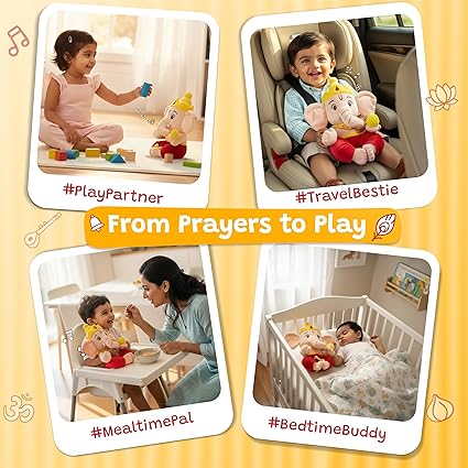 wonderbuddy divine mantra chanting baby ganesha with 10 preloaded mantras & aartis, musical soft plush toy, best gift for infants, toddlers & kids (medium 25 cm) wonderbuddy divine mantra chanting baby ganesha with 10 preloaded mantras & aartis, musical soft plush toy, best gift for infants, toddlers & kids (medium 25 cm)