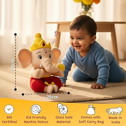 wonderbuddy divine mantra chanting baby ganesha with 10 preloaded mantras & aartis, musical soft plush toy, best gift for infants, toddlers & kids (medium 25 cm) wonderbuddy divine mantra chanting baby ganesha with 10 preloaded mantras & aartis, musical soft plush toy, best gift for infants, toddlers & kids (medium 25 cm)
