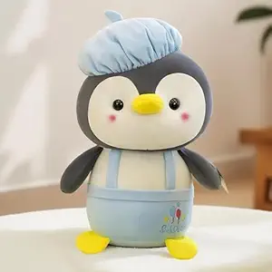 babique cap penguin plushie stuffed plush teddy bear soft toy |ideal for birthdays & special occasions girls/boys, baby kids blue(25 cm)