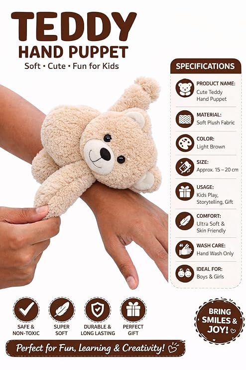 cute teddy bear plush slap bracelet, beige, soft fluffy wristband, hugging bear wrap bracelet, kids gift cute teddy bear plush slap bracelet, beige, soft fluffy wristband, hugging bear wrap bracelet, kids gift