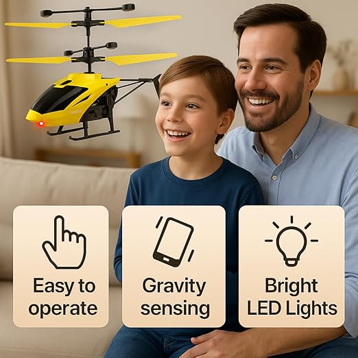 toy helicopter gravity sensor for boys/kids age 5 + years, indoor palm sensing helicopter, 750 rpm, rechargeable helicopter with led lights (yellow colour) toy helicopter gravity sensor for boys/kids age 5 + years, indoor palm sensing helicopter, 750 rpm, rechargeable helicopter with led lights (yellow colour)